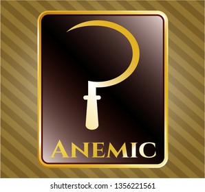  Gold badge with sickle icon and Anemic text inside