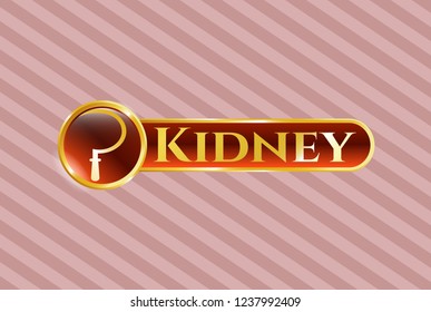  Gold badge with sickle icon and Kidney text inside