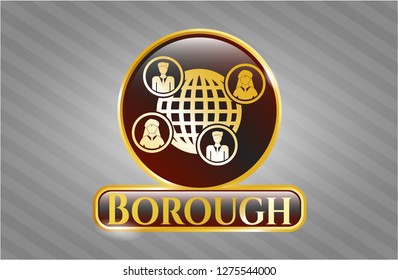  Gold badge with social network icon and Borough text inside
