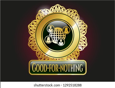  Gold badge with social network icon and Good-for-nothing text inside
