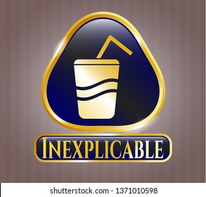  Gold badge with soda icon and Inexplicable text inside