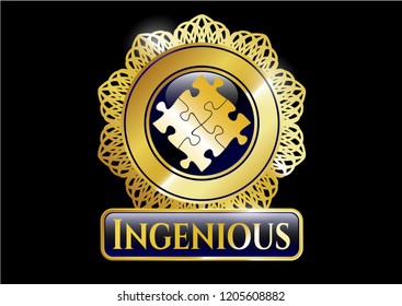  Gold badge with solution icon and Ingenious text inside
