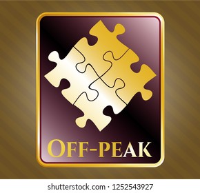  Gold badge with solution icon and Off-peak text inside