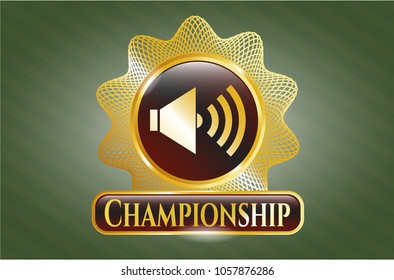  Gold badge with sound icon and Championship text inside