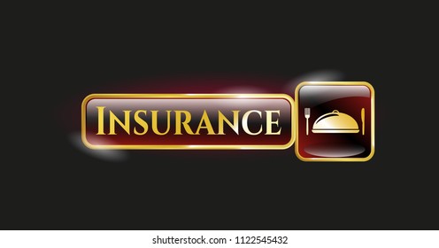  Gold badge with special food icon and Insurance text inside