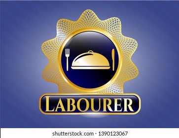  Gold badge with special food icon and Labourer text inside