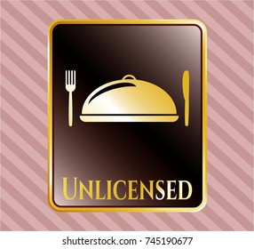  Gold badge with special food icon and Unlicensed text inside