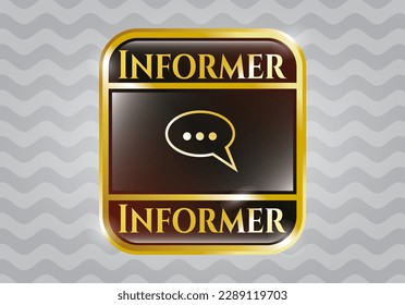Gold badge with speech bubble icon and Informer text inside
