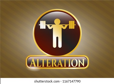  Gold badge with squat icon and Alteration text inside