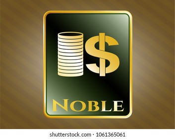  Gold badge with stack of coins icon and Noble text inside