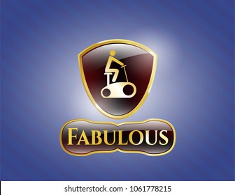  Gold badge with stationary bike icon and Fabulous text inside