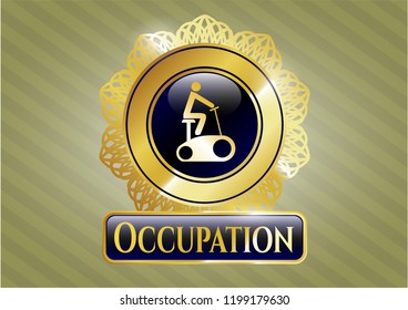  Gold badge with stationary bike icon and Occupation text inside