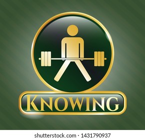 Gold badge with sumo deadlift icon and Knowing text inside