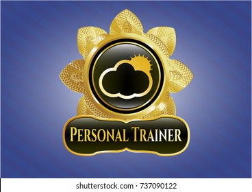  Gold badge with sun behind cloud icon and Personal Trainer text inside