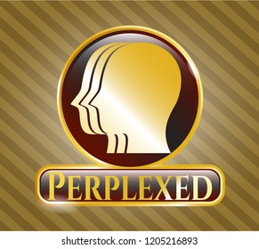  Gold badge with team work icon and Perplexed text inside