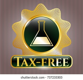  Gold badge with test tube icon and Tax-free text inside