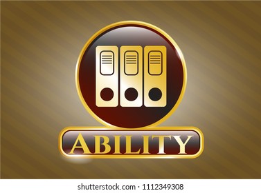   Gold badge with three folders icon and Ability text inside
