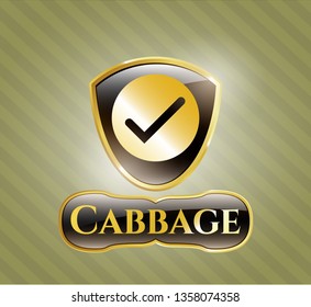  Gold badge with tick icon and Cabbage text inside