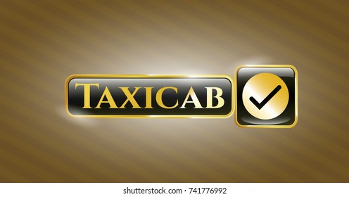  Gold badge with tick icon and Taxicab text inside