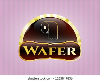  Gold badge with toilet paper icon and Wafer text inside