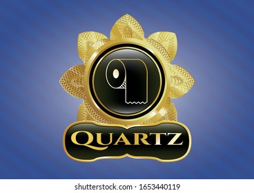 Gold badge with toilet paper icon and Quartz text inside