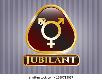  Gold badge with transgender icon and Jubilant text inside