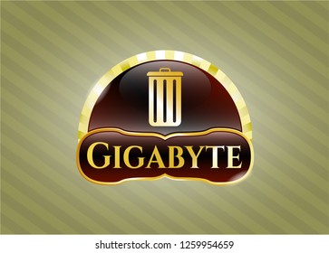  Gold badge with trash can icon and Gigabyte text inside