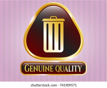  Gold badge with trash can icon and Genuine Quality text inside