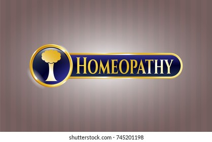  Gold badge with tree icon and Homeopathy text inside