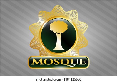  Gold badge with tree icon and Mosque text inside
