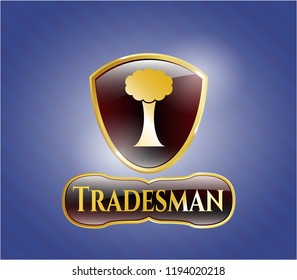  Gold badge with tree icon and Tradesman text inside