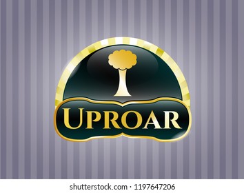  Gold badge with tree icon and Uproar text inside