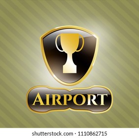  Gold badge with trophy icon and Airport text inside