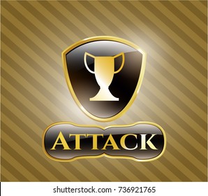  Gold badge with trophy icon and Attack text inside
