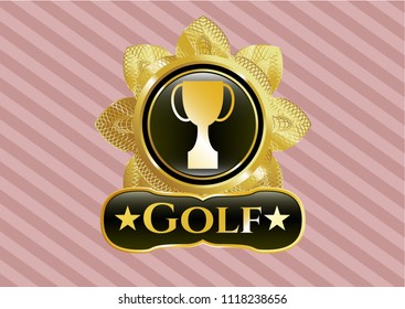  Gold badge with trophy icon and Golf text inside