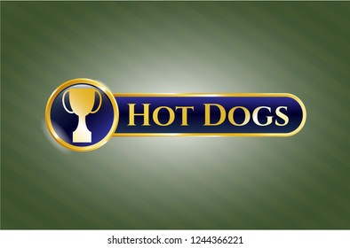  Gold badge with trophy icon and Hot Dogs text inside