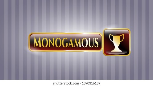  Gold badge with trophy icon and Monogamous text inside