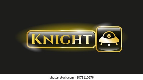   Gold badge with ufo with aline inside icon and Knight text inside