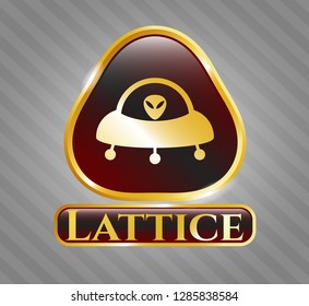  Gold badge with ufo with aline inside icon and Lattice text inside