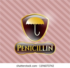  Gold badge with umbrella icon and Penicillin text inside