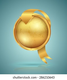 Gold badge. Vector illustration.
