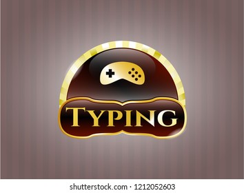   Gold badge with video game icon and Typing text inside