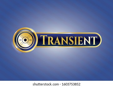  Gold badge with weightlifting or powerlifting plate (45 lbs) icon and Transient text inside