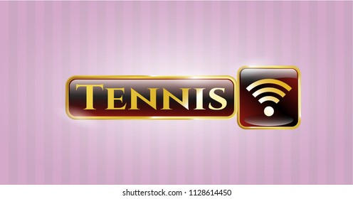  Gold badge with wifi signal icon and Tennis text inside