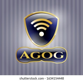  Gold badge with wifi signal icon and Agog text inside