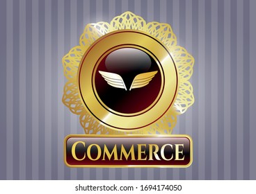  Gold badge with wings icon and Commerce text inside