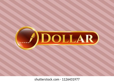  Gold badge with writer icon and Dollar text inside