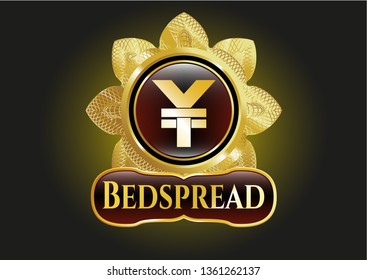  Gold badge with yuan icon and Bedspread text inside