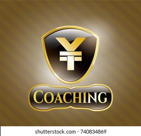  Gold badge with yuan icon and Coaching text inside