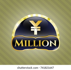  Gold badge with yuan icon and Million text inside